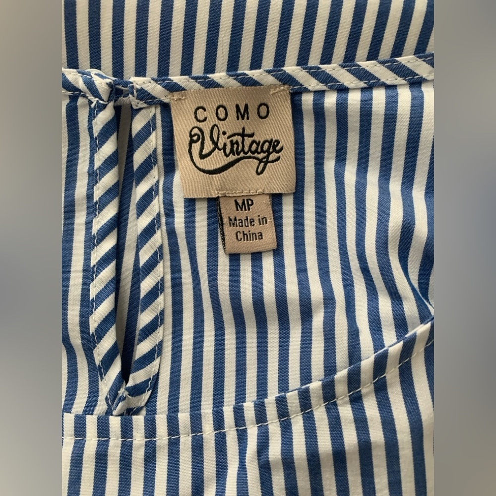 Como Vintage Striped Navy and White Long Sleeve Women's Top - Picture 4 of 7